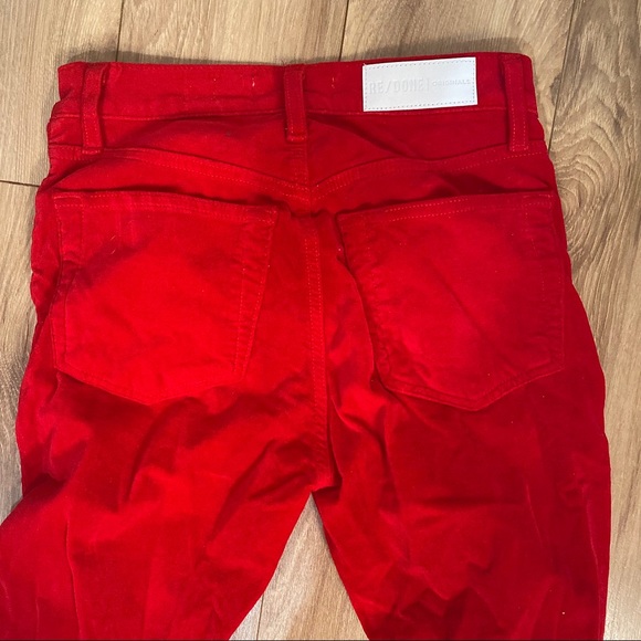 re/done red velvet pants jeans - Picture 3 of 5